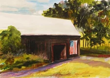 ORIGINAL Farm Landscape  WATERCOLOR Painting JMW art John Williams Impressionism