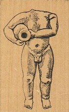 Statue With No Head 1 3/4 x 2 3/4" Rubber Stamp, Statue Stamp