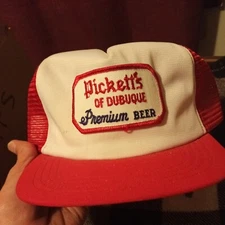 Nice Vtg Dubuque Iowa Star Brewery Pickets Trucker Style Mesh Snap Back Hat Cap