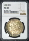 1881-S Morgan Silver Dollar - NGC MS63  - Toned - ✪COINGIANTS✪