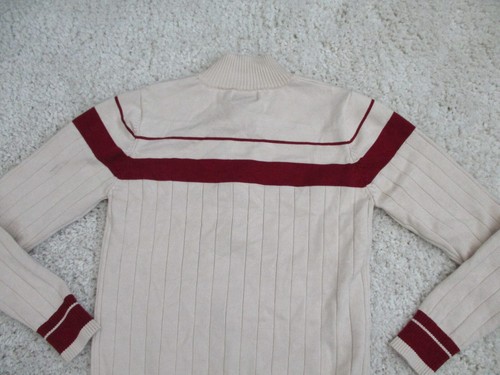 Abercrombie Fitch Sweater Youth Boy Large Ivory Red Full Zip Rib Knit Moose Logo - Picture 9 of 13