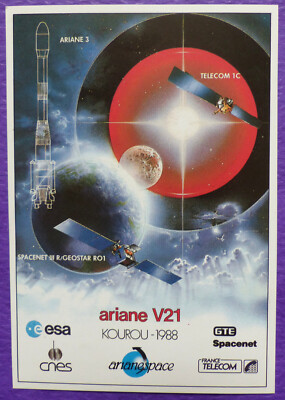 Bild: Ariane 3 V21 TELECOM 1C Spacenet III R / Geostar R01 ESA Kourou 1988