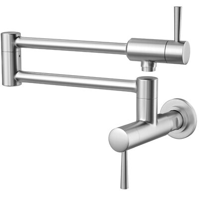 Brushed Pot Filler Faucet Wall Mount Commercial Kitchen Faucets Stainless Ste...