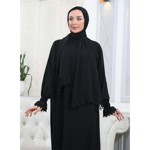 Elegant One-Piece Abaya and Prayer Dress Crepe Solid Color | Hijab Abaya Suit - Picture 11 of 50