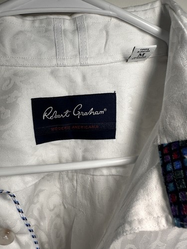 Robert Graham Modern Americana Mens Medium Long Sleeve White - Picture 2 of 4