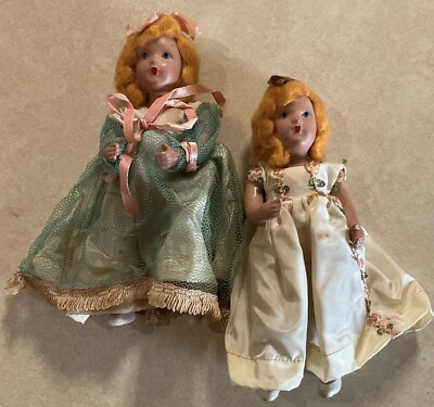 Vintage 1940s Twin Blond Bisque Dolls w/Poseable Limbs Full