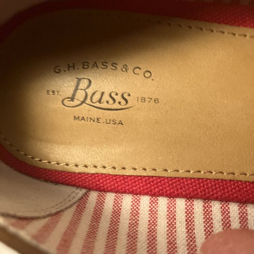 Bass Annie Womens 11M Red Canvas, Tan Trim 3 3/4" Wedge Heel Peeptoe Espadrilles - Picture 3 of 15