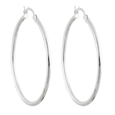 Sterling Silber Creolen - 925 Sterling Silber - 2 mm x 40 mm Karabinerhaken schlicht