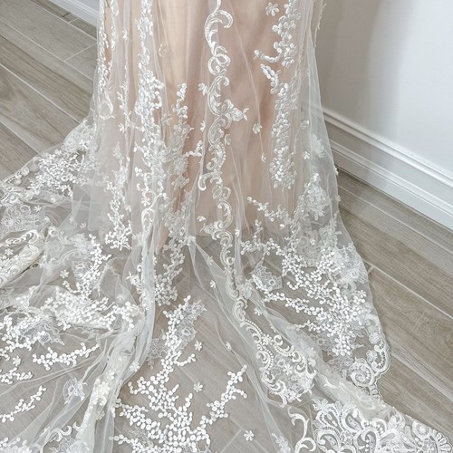 Kitty Chen Bridal Taylor V-Cut Open Back Lace Wedding Dress H1846 in White/Tan - Picture 10 of 23