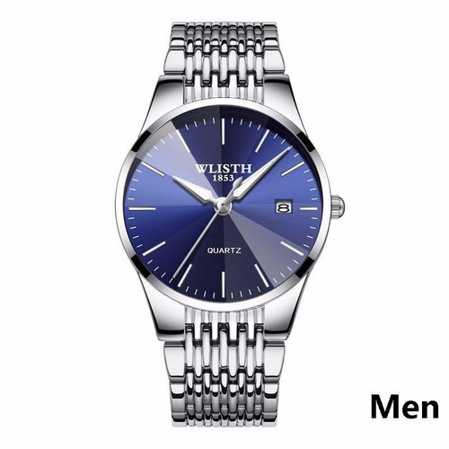 New blue glass couple watch men's waterproof quartz watch ladies business watch - Picture 18 of 24