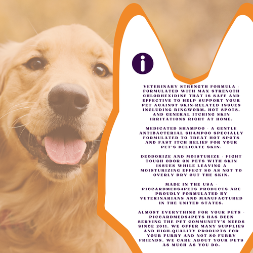 Piccardmeds4pets Hot Spot Anti-Itch Max Strength Chlorhexidine 4% Shampoo 12 oz. - Picture 3 of 6