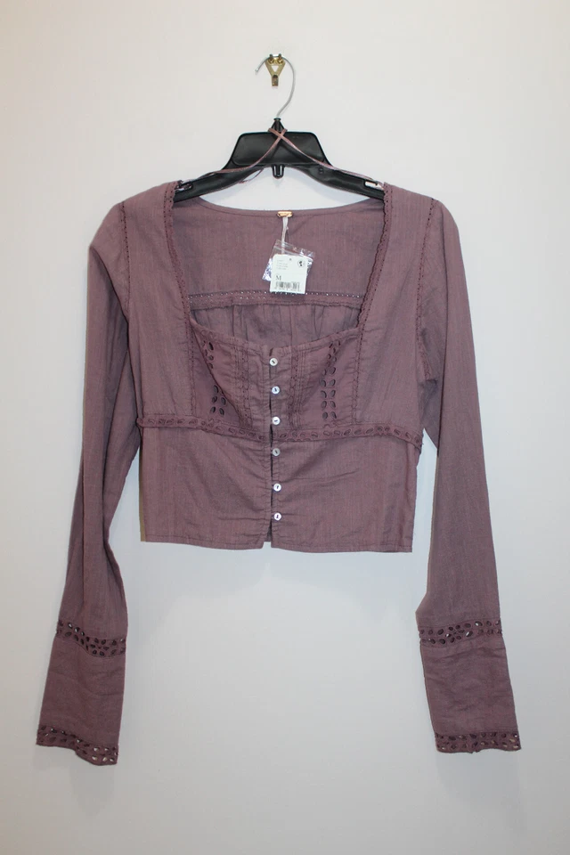 FREE PEOPLE JOI TOP AJUSTADO OB1533903 100% ALGODÓN ROAN ROUGE (MALVA) TALLA S M L