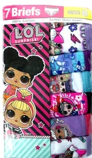 Girls 7 Pack LOL Surprise Multicolor Briefs Panties Underwear Size 8 100% Cotton