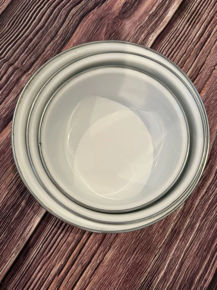 Cuencos mezcladores vintage de flores de seda esmaltados en metal abuela cottagecore Foto 2 de 4