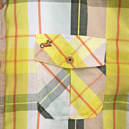 Trust Akoo 80 Mens XL Short Sleeve Yellow Plaid Button Up Cotton Shirt - Picture 3 of 7