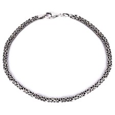 Solid 925 Sterling Silver Men's King Byzantine Round Chain Bracelet! All Sizes