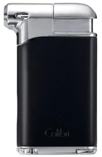 Black & Chrome Colibri Pacific Air Angled Soft Flame Pipe Lighter - 9109