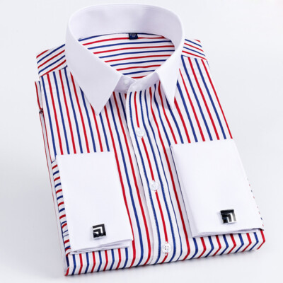New French Cuff Striped Mens Formal Casual Business Double cuffs Dress Shirts | eBay New French Cuff Striped Mens Formal Casual Business Double cuffs Dress Shirts | eBay