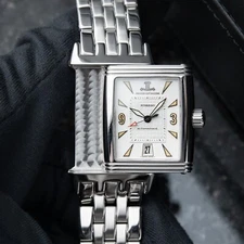 Jaeger-LeCoultre Reverso Gran Sport Steel Bracelet White Dial Automatic Watch