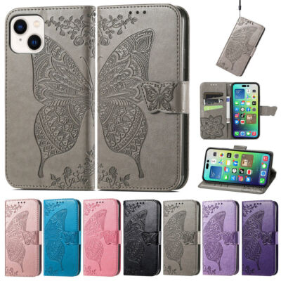 Leather Butterfly Wallet Phone Case For OPPO Reno 11 10 9 Find X8 A60 A80 A38