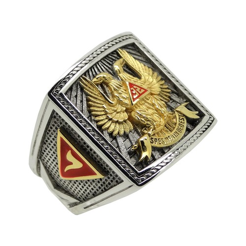 Scottish Rite 32 Degree Wings Up Masonic Knights Templar Silver 18k Gold Plated - Picture 8 of 12