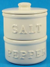Mud Pie Home Circa Collection Stacked Salt & Pepper Crocks With Lid