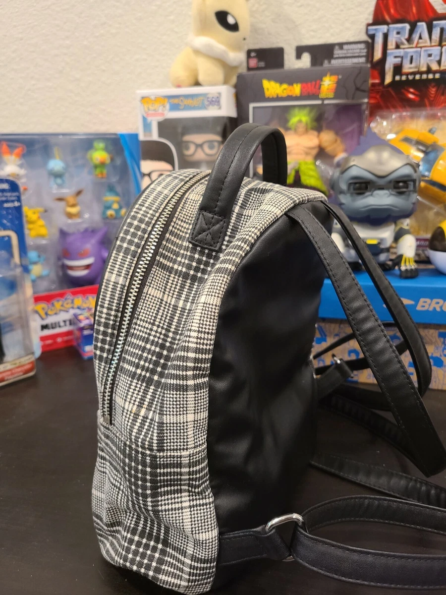 Black and hotsell white plaid backpack