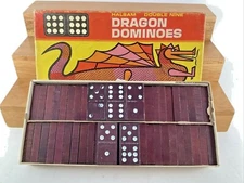 Vintage HALSAM Double Nine Dragon Dominoes Set 55 Pieces Good Condition