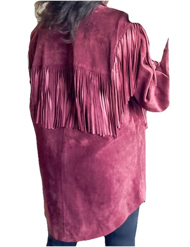 Harvé Benard Vintage Suede Fringe Western Shirt Jacket Size 2 could fit S/M - 第 10/11 張圖片