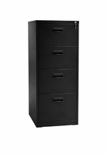 Black Steel Filing Cabinet 4 Drawer Lockable Office Unit Storage Cupboard