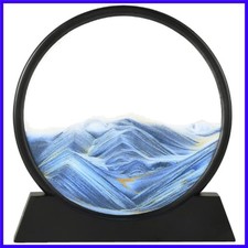 3D Moving Sand Art Picture Decor, Deep Sea Sandscape Liquid Motion, Round Gla...