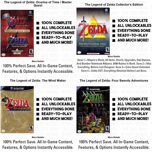 Unlocked The Legend of Zelda Saves Completed GameCube Memory Card - Picture 2 of 4