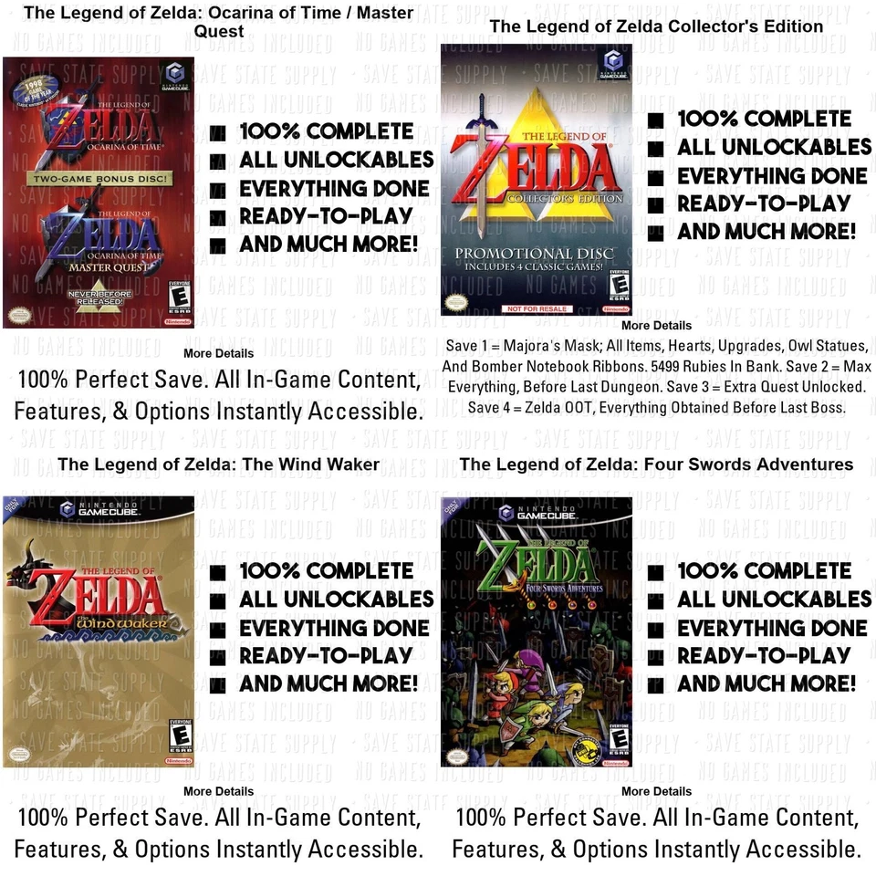 Unlocked The Legend of Zelda Saves Completed GameCube Memory Card - Image 2 of 4