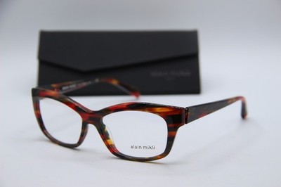 NEW ALAIN MIKLI A03009 3070 BROWN RED MARBLE AUTHENTIC FRAMES EYEGLASSES 53-15