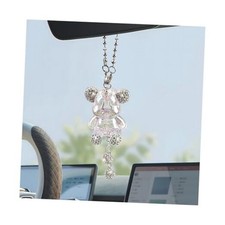 Bling Car Hanging Ornament, Cute Crystal Bear Lucky Vehicle Rear View Purple