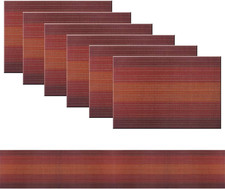 Placemats Set of 6 and Table Runner,Heat Resistant Vinyl Woven Washable Table Ma