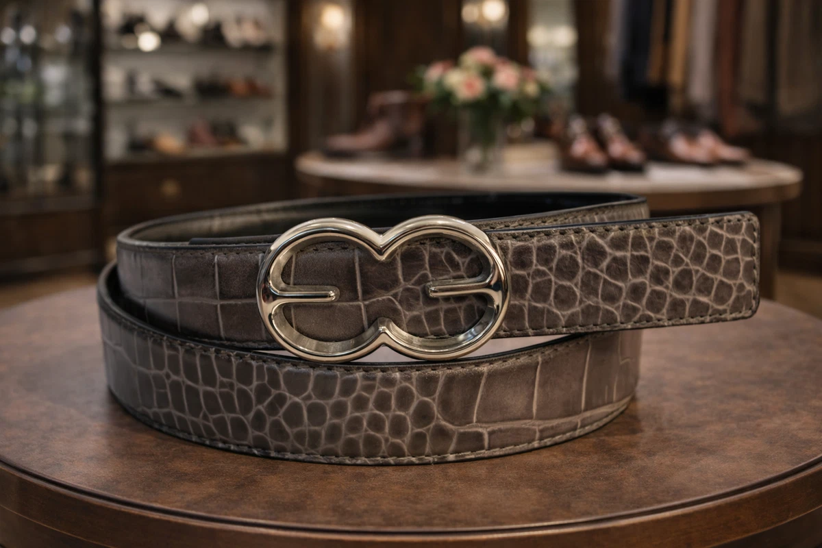 Escada EU 40 Brown Leather Gold Buckle Belt Escada Vintage Brown Leather Belt for Women Rectangular Gold  main image 2