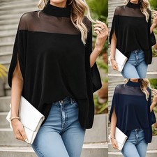 Plus Size Ladies Pullover Mesh Batwing Sleeve Tops Baggy Shirts Blouse Oversized