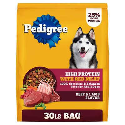 Pedigree High Protein Adult Dry Dog Food, Beef and Lamb Flavor, 30 lb