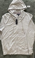 Men's Tommy Hilfiger Light Gray Fleece Zip Up Hoodie Size Large NWT