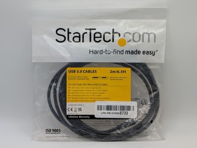 Startech 2m 6 Ft Slim Micro Usb 3.0 Cable - Usb 3.0 A To Left-angle Micro Usb -