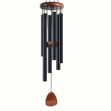 Outdoor Wind Chimes Black Metal Deep Tone Garden Patio Hanging Decor Gift Zen
