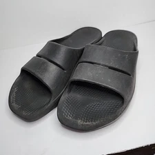 OOFOS Worn Black Recovery Comfort Slide Sandals Slip On Men's 14 Women's 16
