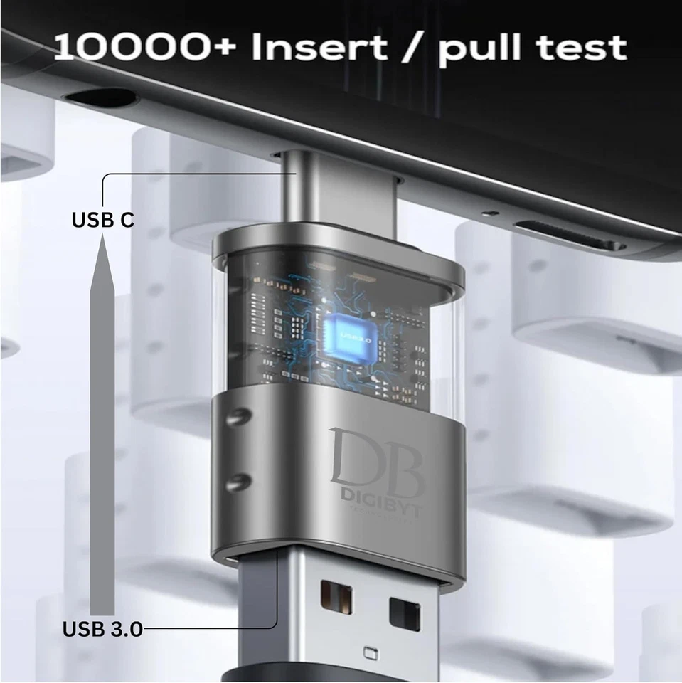Adaptador DigiByt USB-C a USB 3.2 10Gbps Convertidor de Transferencia de Datos de Alta Velocidad, Paquete de 2 Foto 4 de 4