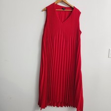 J Jill Wearever Woven Sunburst Pleated Elliptical Red Dress Pottery  3X Festive 