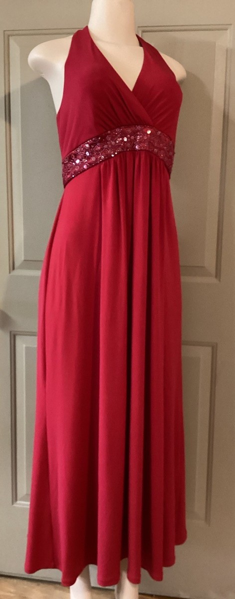 silver and red bridesmaid dresses Davids Bridal Halter Dress Style F14084 Hi Low Sz 6 FIT:Regular 35 (typically size 6 drop:RS25-RTW-DROP-1 Blue Floral Puff Sleeve
