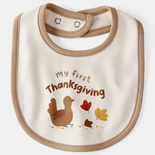 NWT My First Thanksgiving Infant Baby Teething Bib Infant Drool Fall Autumn