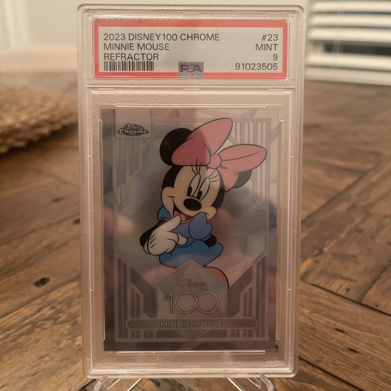 MINNIE MOUSE 2023 TOPPS CHROME DISNEY 100 FIRST YEAR REFRACTOR #23 PSA 9 MINT