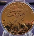 2001 Walking Liberty Silver $1 24K Gold Plated Both Sides Proof- Coin Only!