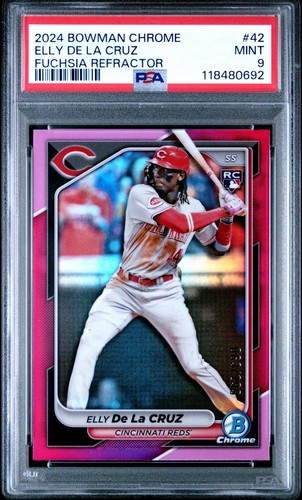 PSA 9 2024 Bowman Chrome #42 Elly De La Cruz Cincinnati Reds Fuchsia RC /299